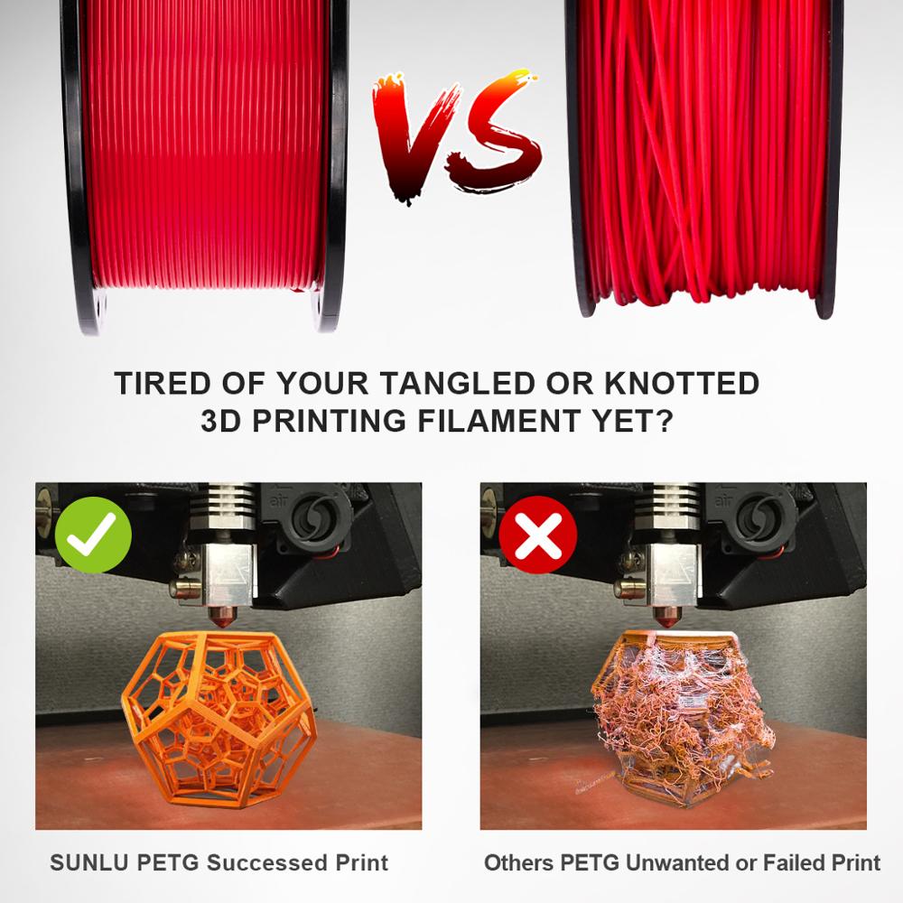 PETG Filament 1kg for FDM 3D Printer 1.75mm Tolerance +/-0.02mm 100% No Bubble Translucent Eco-friendly Printing Material Red