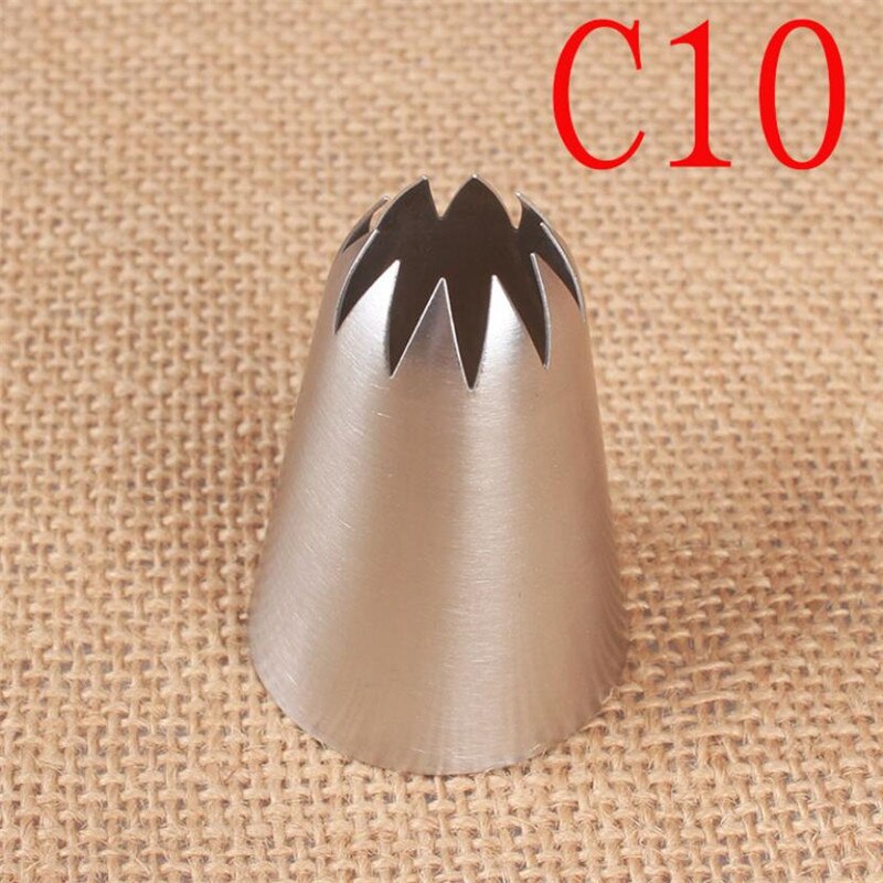 # C10 Grote Size Icing Piping Nozzle Cake Decoratie Rvs Pastry Tips Cupcake Gebak Gereedschap 10 Tanden Close ster