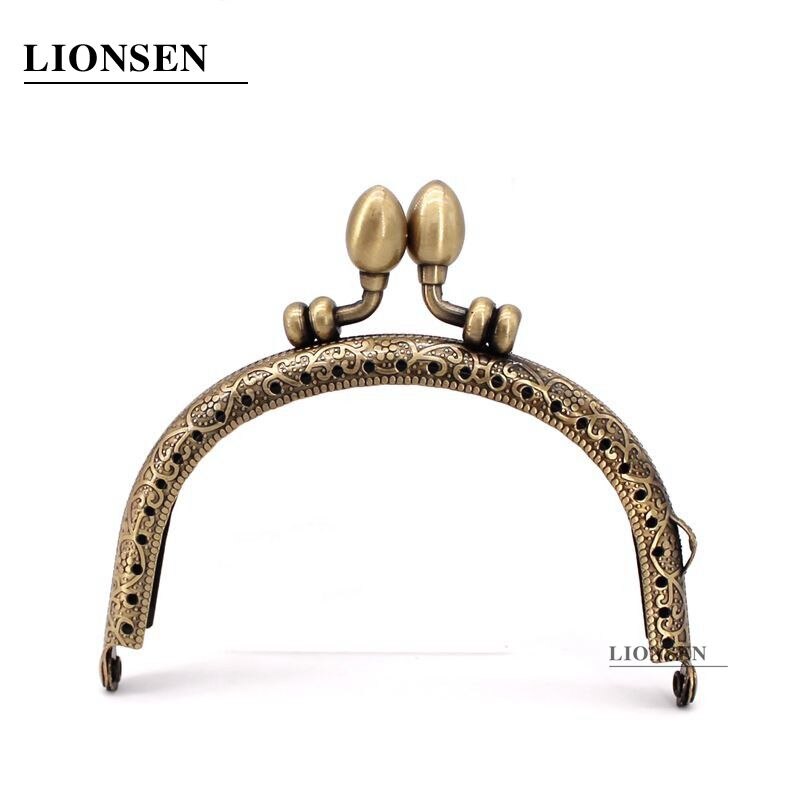 LIONSEN 9.5cm Bud Retro Round Metal Purse Frame Handle for Clutch Bag Coin Kiss Clasp Lock Antique Bronze Hardware Bag Accessory: Bronze