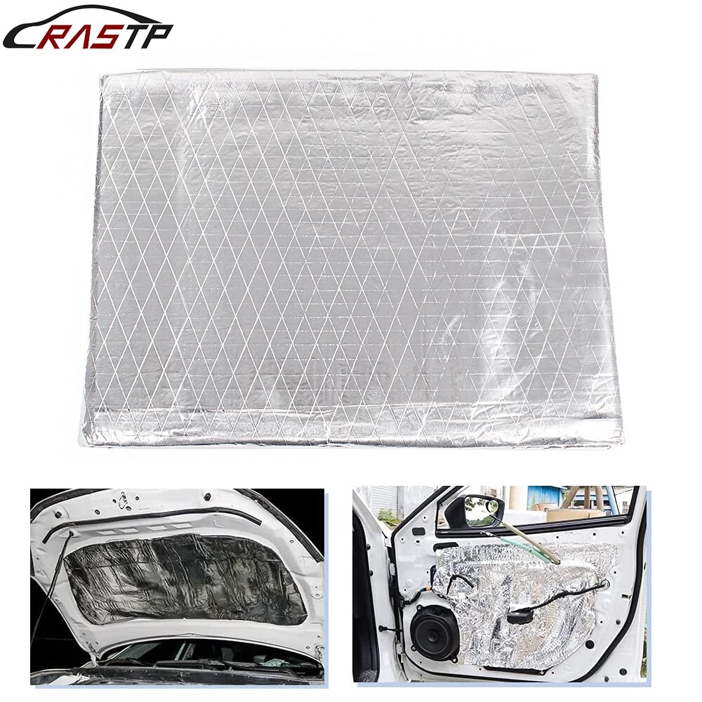 Car Hood Engine Firewall Heat Mat Deadener Sound Insulation Deadening Material Aluminum Foil Sticker 140cm x100cm RS3-ENL009