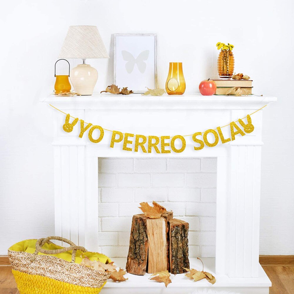 YPS Banners Gold Glitter Banner Home Decorations Photo Booth Props Garland Party Supplies for Themed Wedding Engagement Decor