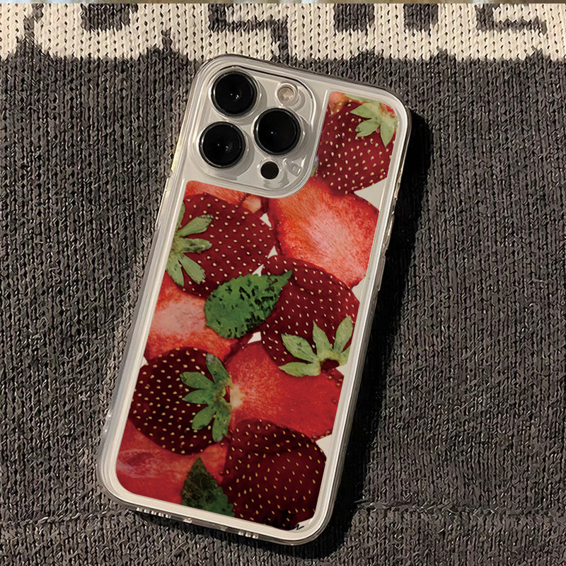 INS Korean Strawberry Pattern Phone Case for iPhone 16 15 14 13 12 11 Pro Max Mini X XS XR 7 Plus SE4 16E Soft Shockproof Cover: For iPhone 7