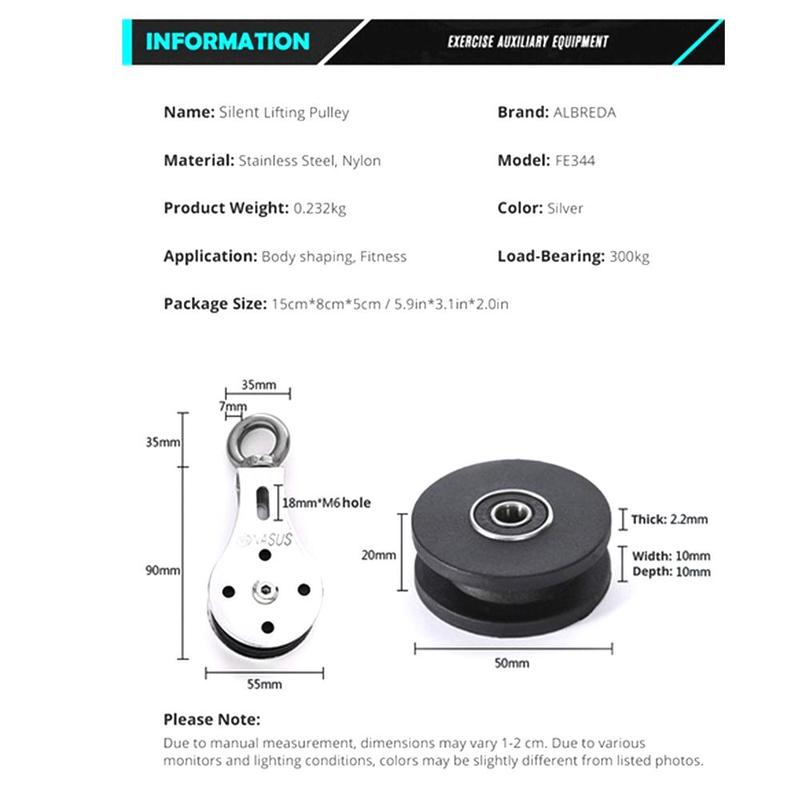 Aptidão polia roda de suspensão roda de suspensão roda de fitness roda fixa carga-rolamento tração 300kg polia silenciosa mudo v2h8