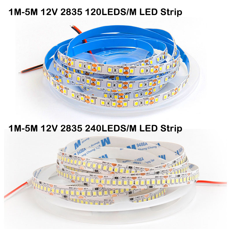 12v led-remsa smd 2835 1m 2m 3m 4m 5m led-remsa tejplampa 120 led /m 240 led/m varmvit flexibel remsa band heminredningslampa