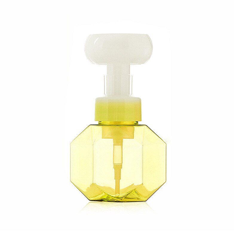 300ml flydende sæbe dispenser blomst form skum skumpumpe tom flaske plast klar flaske shower gel skum pumpe flaske: Gul