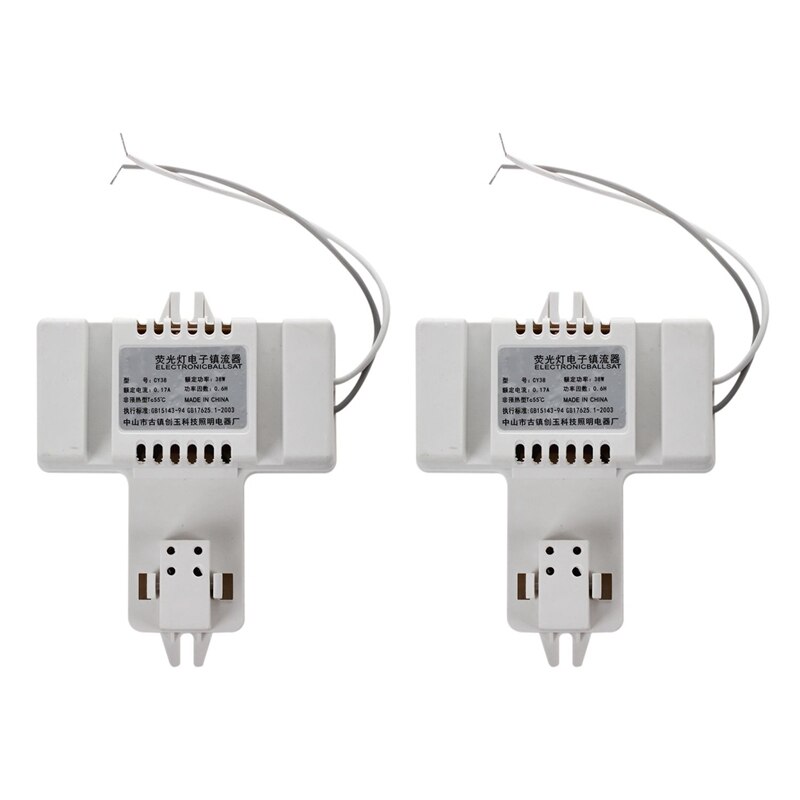 2X White Plastic Shell 4 Pin 2D Tube Bulb Fluorescent Ballast AC 220V 0.19A 38W: Default Title