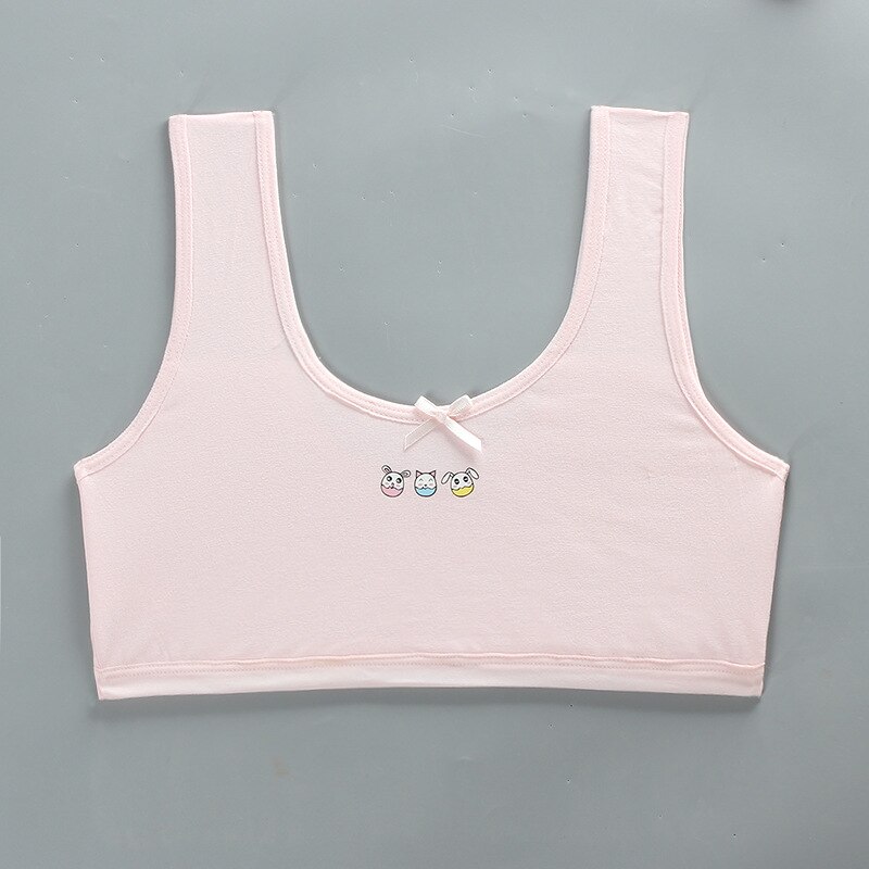 Giovani Ragazze Reggiseno di Formazione Pubertà Adolescente Biancheria Intima Per Bambini di Sport Morbido Corsa E Jogging Cotone Teenager Magliette E Camicette di Stampa Per Il Imbottito Canotta: shrimp color