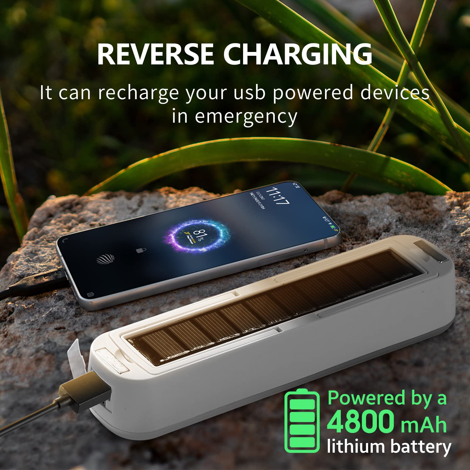 Lanterne de camping solaire aste, batterie externe 4800mAh, 3 modes d'éclairage, lanterne LED avec aimant, lumière de tente, lampe de travail injuste, garage