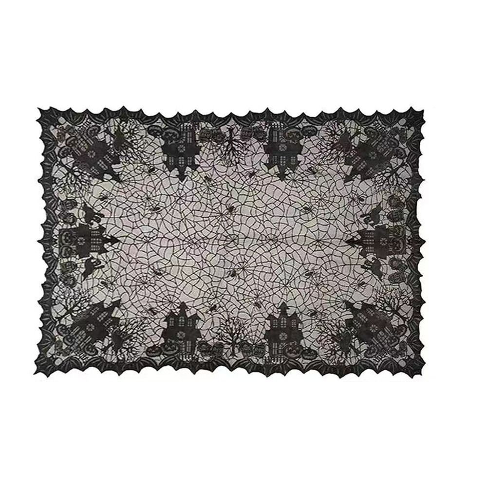 Græskar hjemsøgte huse halloween blonde dug spøgelse kranium flagermus sort edderkoppespind dug: Dyb safir