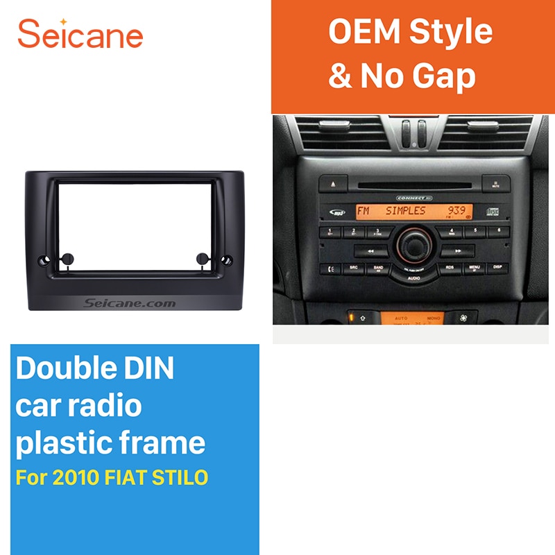 Seicane Stunning Double Din Car Radio Fascia for FIAT STILO DVD Frame In Dash Mount Kit Surround Panel