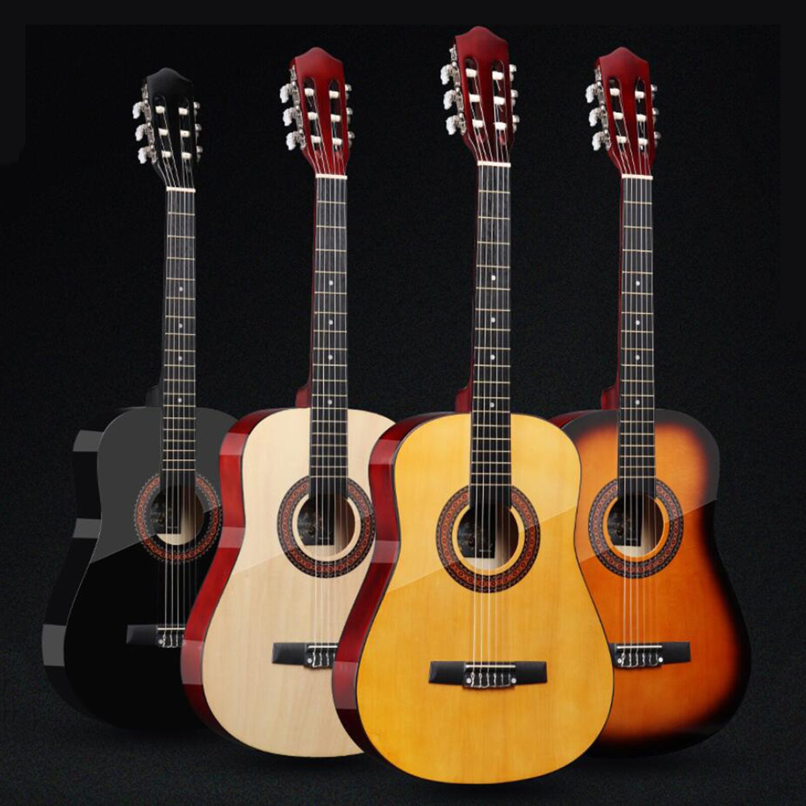 38'' Classic Acoustic Guitar 6 Strings Solid Wood Guitar 19 fret for Students Beginners