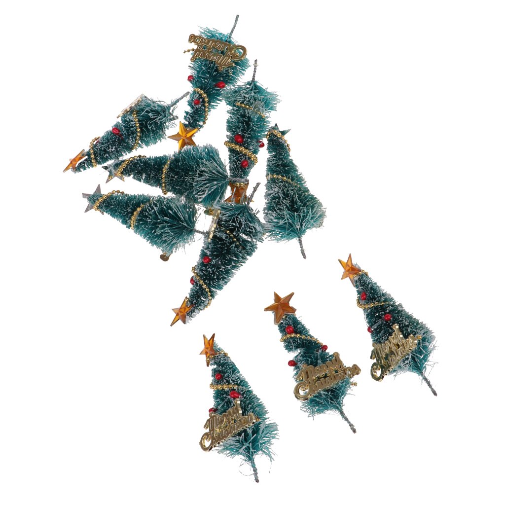 10 Pieces 6.5cm Christmas Tree Doll Toy Dollhouse Miniature Room Items Xmas Ornaments Accessories