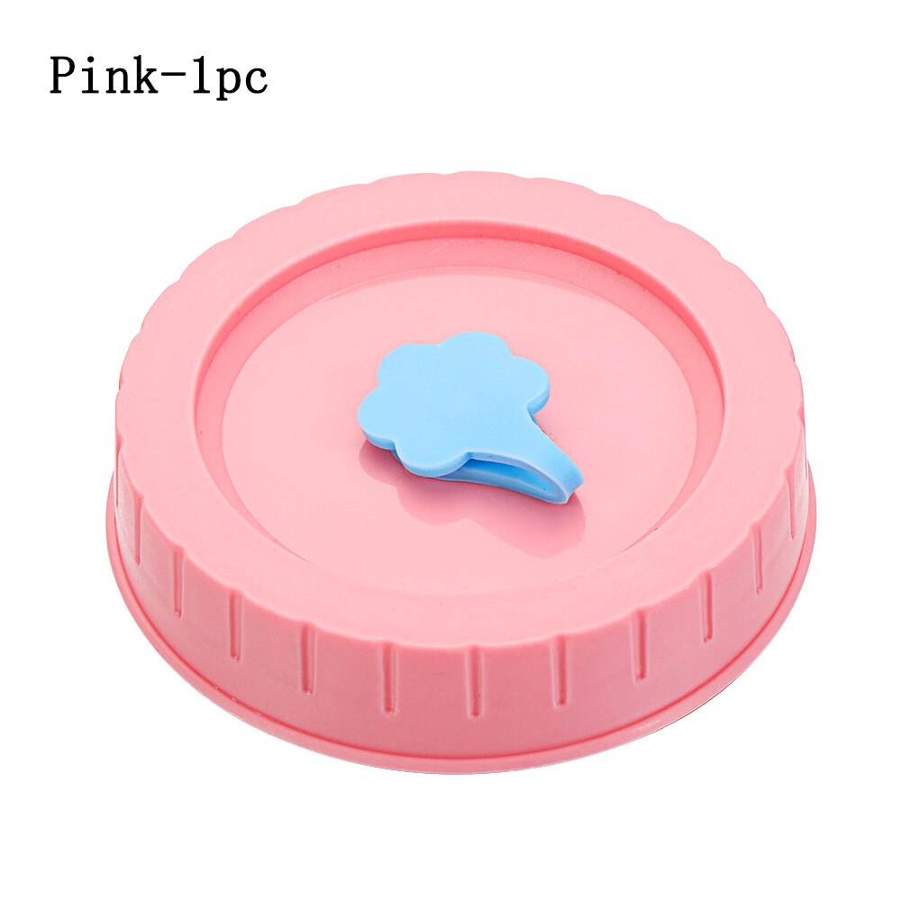 Universal Mason Jar Lids With Straw Hole 70mm Diameter Drinking Storage Cap Wide Mouth Leak Proof Home Kitchen Accessories: Pink