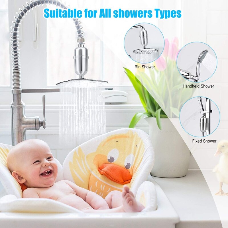 Shower Filter, 8 Stage Shower Head Filter for Hard Water, Shower Water Filter with Replaceable Filter Cartridges, Showerhead Fil