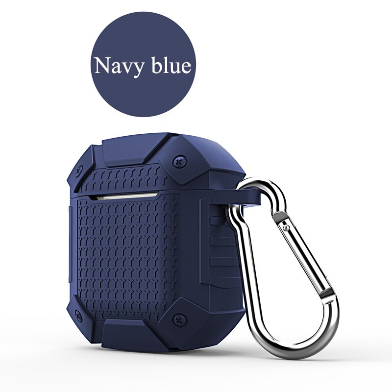 Stødsikker øretelefon taske til airpods 1 2 cover cover blød tpu fuld beskyttende taske øretelefon opbevaring rejseenhed: Marine blå