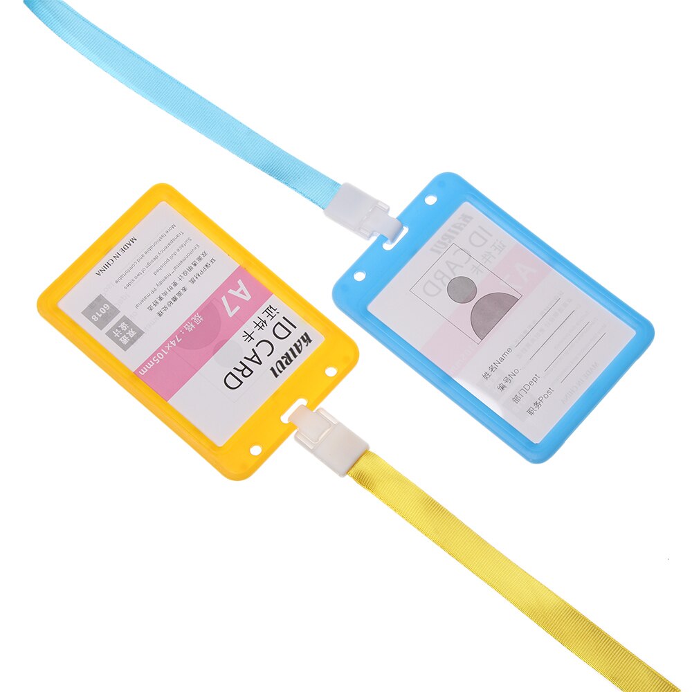 Slik farve halsrem id navn kreditkort cover badge etui dobbeltsidet gennemsigtig arbejdskortholdere beskyttende skal