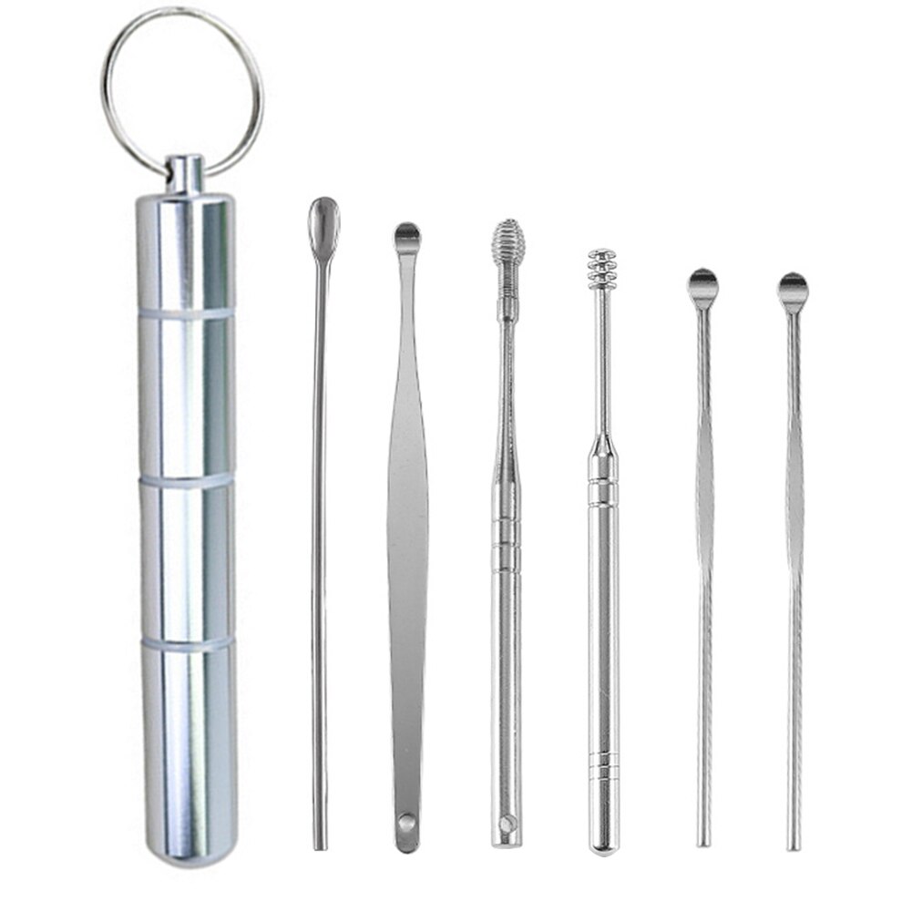 6PCS Ear Cleaner Wax Removal Tool Earpick Sticks Earwax Remover Curette Ear Pick Cleaning Ear Cleanser Spoon Health Care Earpick: 06