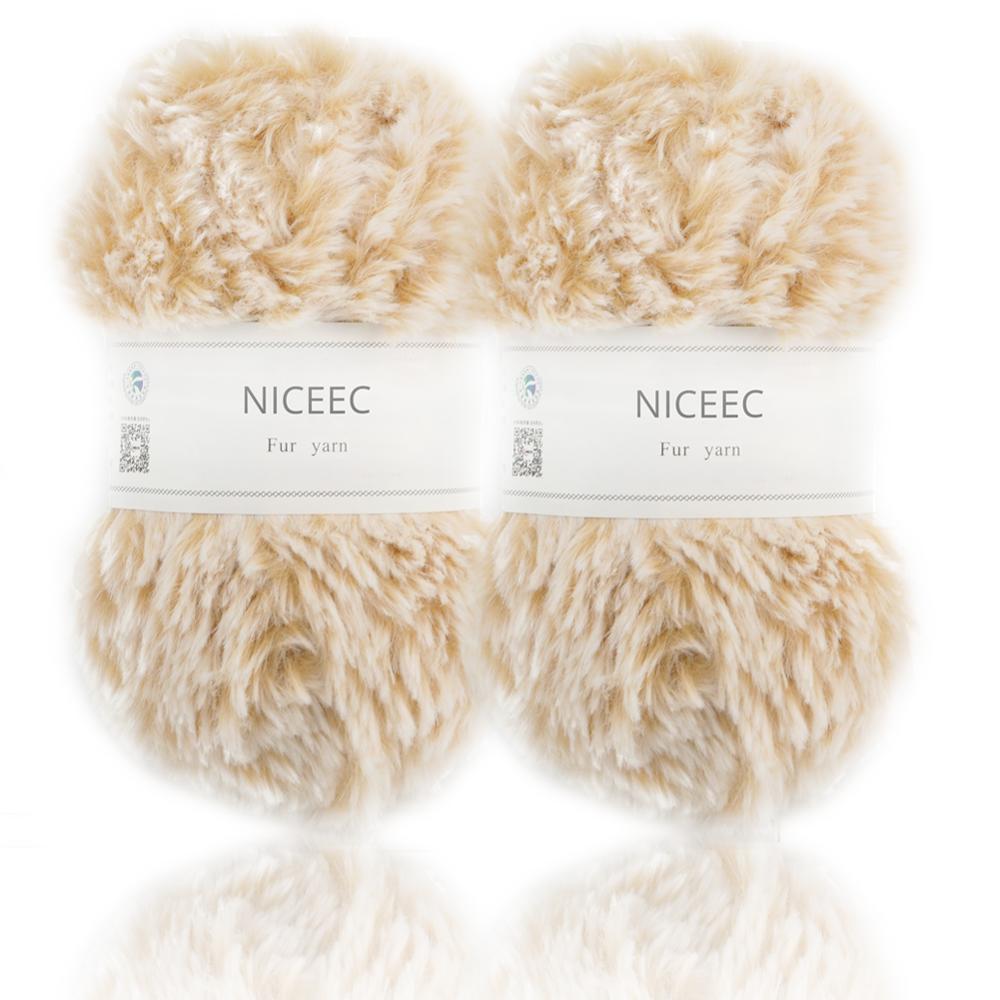 Niceec 2 Strengen Super Soft Bont Garen Chunky Pluizige Faux Fur Garen Wimper Garen Voor Haak Knit-Totale Lengte 2 × 32 M (2 × 35yds,50G × 2): 060