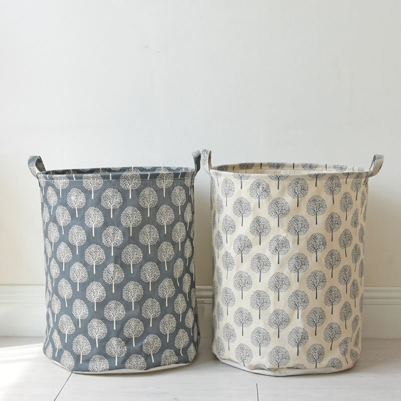 1pc Cotton And Linen Dust Collecting Bucket Hamper Washing Toy Dirty Clothes Storage Organizer Laundry Baskets Bin