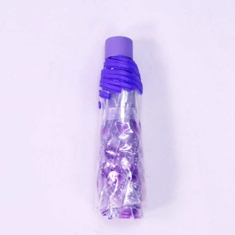 Parapluie romantique Transparent | Parapluie en fleurs de cerisier à trois plis pour femme, parapluie de cerise japonais coréen pour femme, parapluie d'art frais: purple