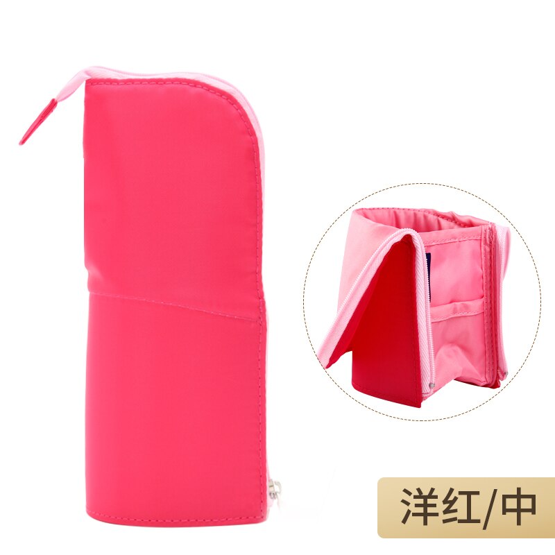 KOKUYO Multifunction High Capacity Deformable Pencil Case Simple Original Vertical Student Stationery Storage Pen Holder: S Magenta