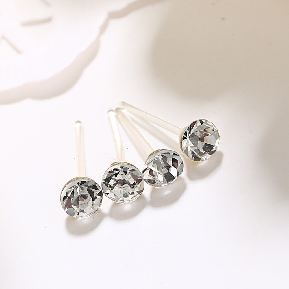 Rinhoo-Juego de 20 pares de pendientes de cristal blanco para mujer, joyería de Color blanco, Piercing de 2mm, 3mm, 4mm, 5mm, de joyería para niña