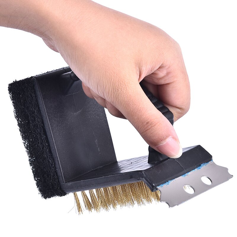 1pcs BBQ Accessories Triple Barbecue Grill Brush Copper Steel Cleaning Brushes Barbeque Cleaner