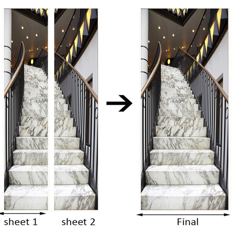 Moderne 3d stereo marmor trapp dør klistremerke stue hotell pvc selvklebende vanntett tapet hjemmeinnredning klistremerker
