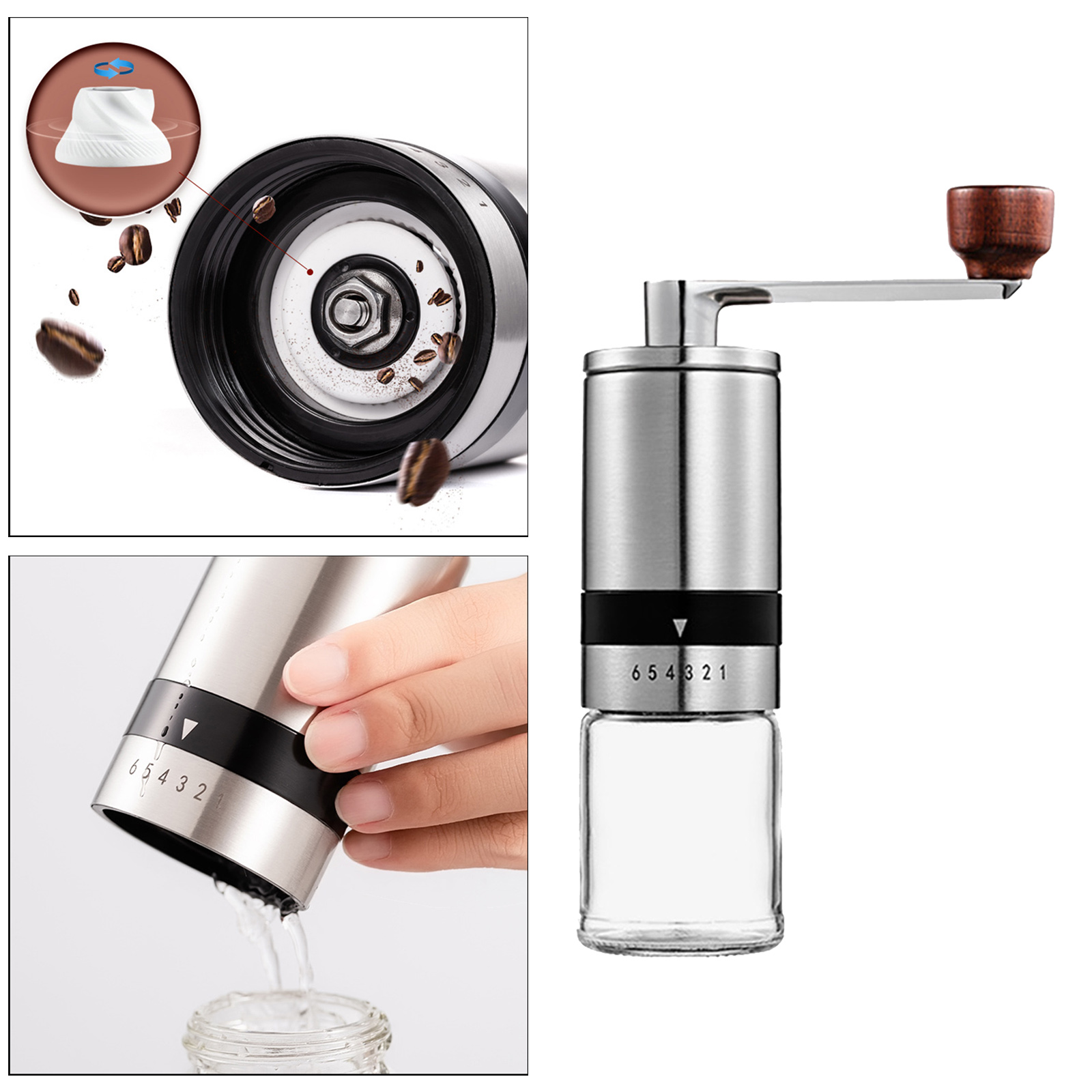 Hand Manual Coffee Grinder Adjustable Coffee Bean Mill Stainless Steel Kitchen Mills Tools
