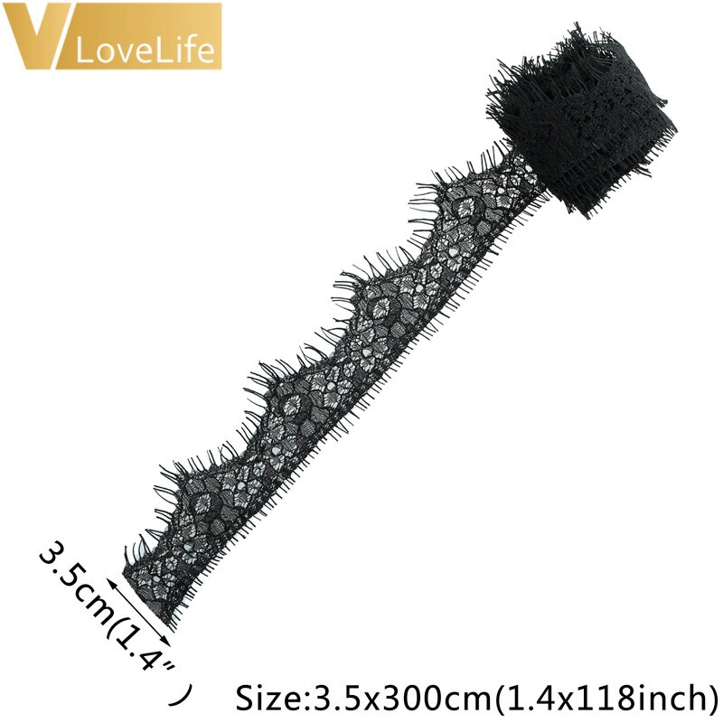 118" Lace Fabric Trim DIY Ribbon White Black Trim Embroidered For Sewing Decoration African Lace Fabric Beautiful