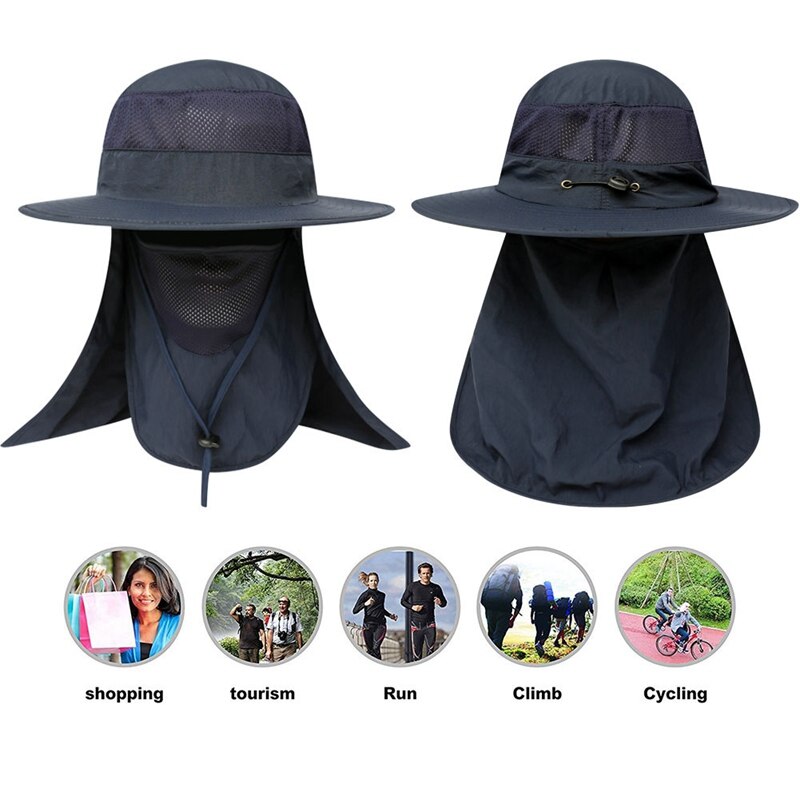 Outdoor Flap Cap Portable Sunshade Mouth Neck Cover Sun Hat Sportswear Accessories With Chin Strap