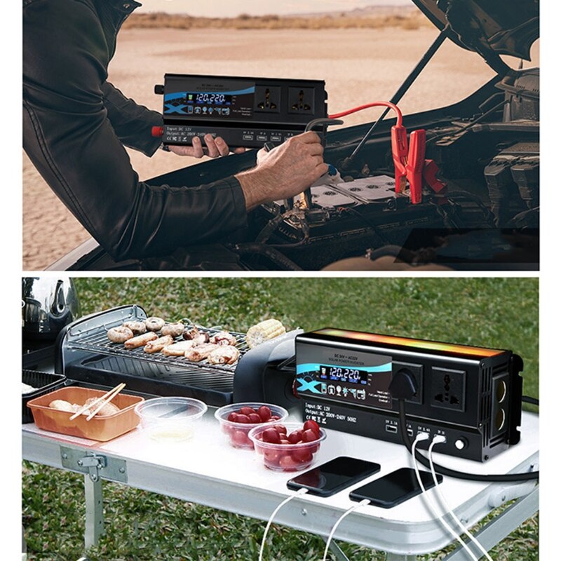 3000W 4000W 6000W Pure Sine Wave Inverter Power Inverter Car DC 12V 24V to 220V AC Frequency Converter Adapter Outlet