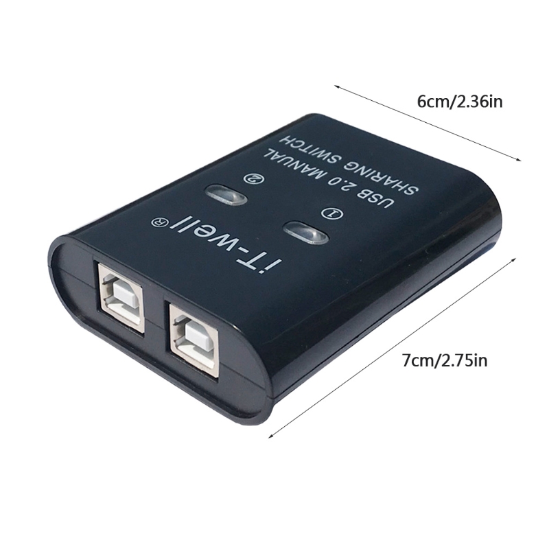 T3LB USB Printer Sharing Device 2 in 1 Out Printer Sharing Switch 2-Port Manual KVM Switching Splitter Hub Converter