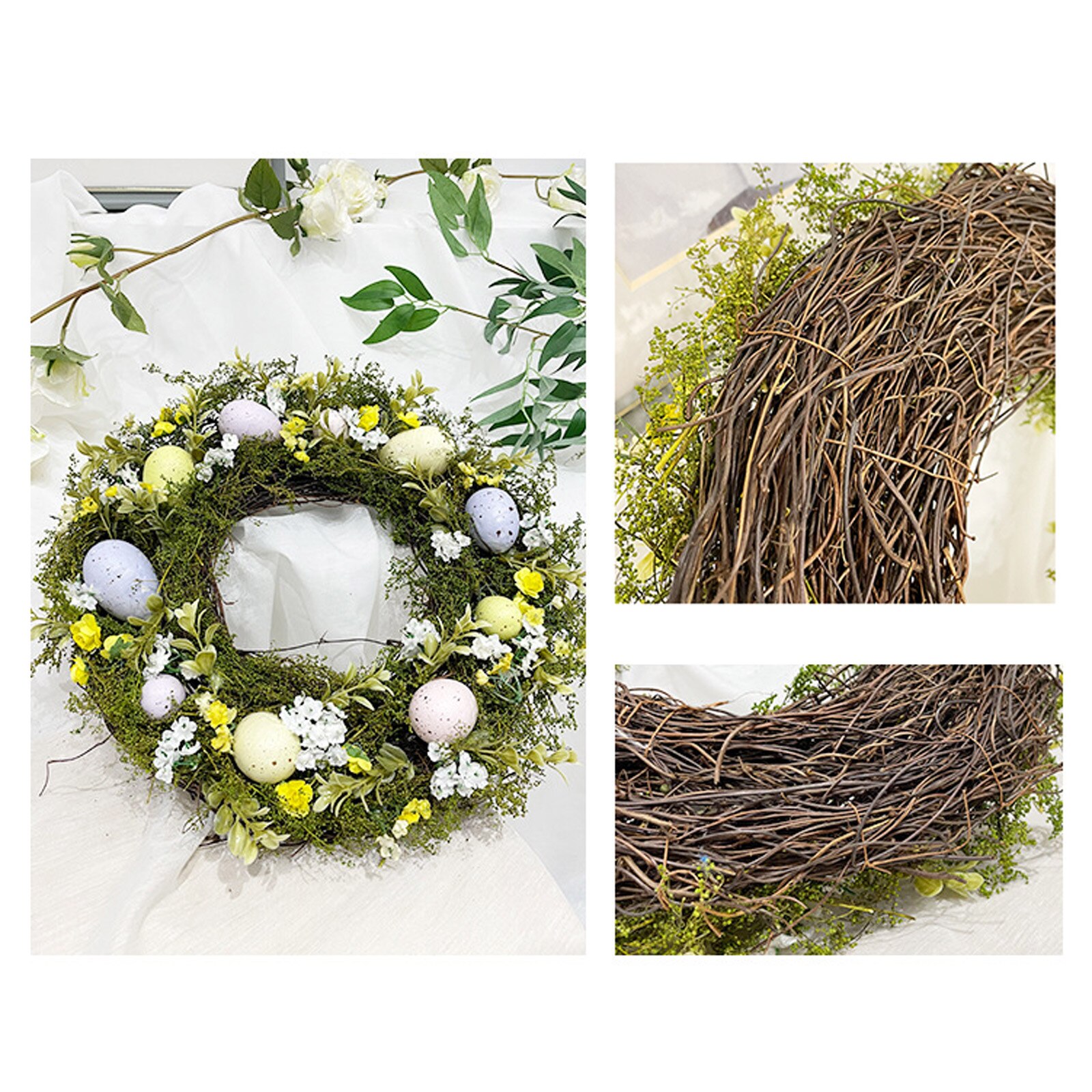 Garland Easter Decoration Simulation Wreath With Twigs And Pastel Eggs Decorations National Wall 40cm Door Round Pendant