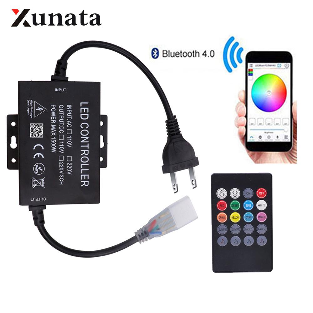 Regulador de intensidad con Bluetooth para música, 750W, 1500W, 110V, EE. UU., 220V, UE, AU, Reino Unido, 5050 V, tira de luces LED de neón, controlador con aplicación para IOS y Android