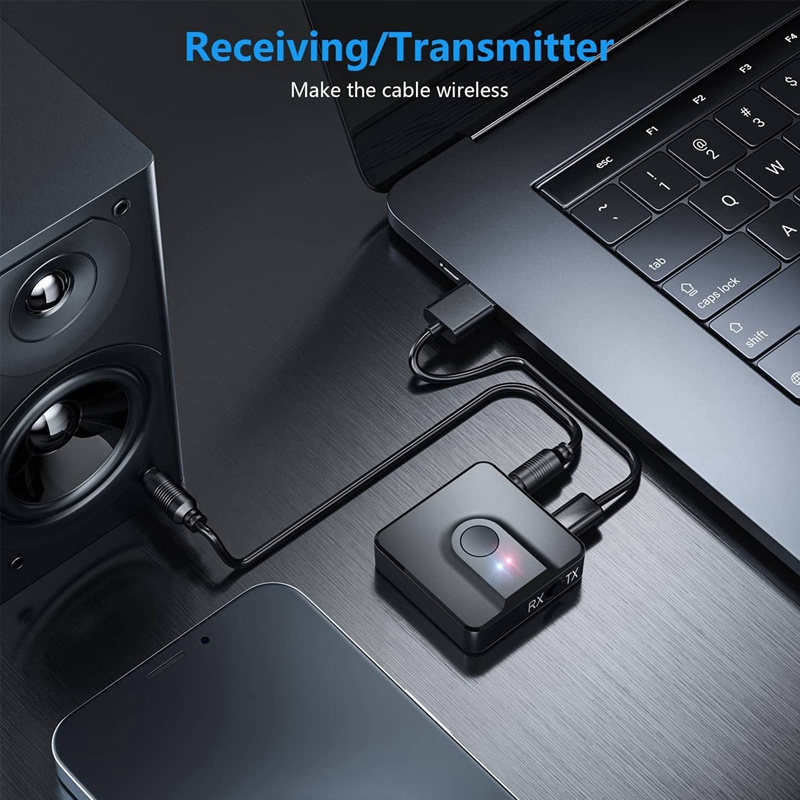 Bluetooth 5.0 Adapter, 3.5mm Audio Receiver and Transmitter Adapter, TV/Car Wired Speaker to Wireless Speaker