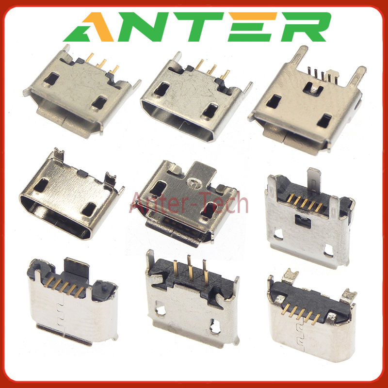 MICRO mini USB Vertical de 5 pines hembra conector de 180 grados puerto USB en línea 5P puerto de carga enchufe de alimentación de parche Vertical