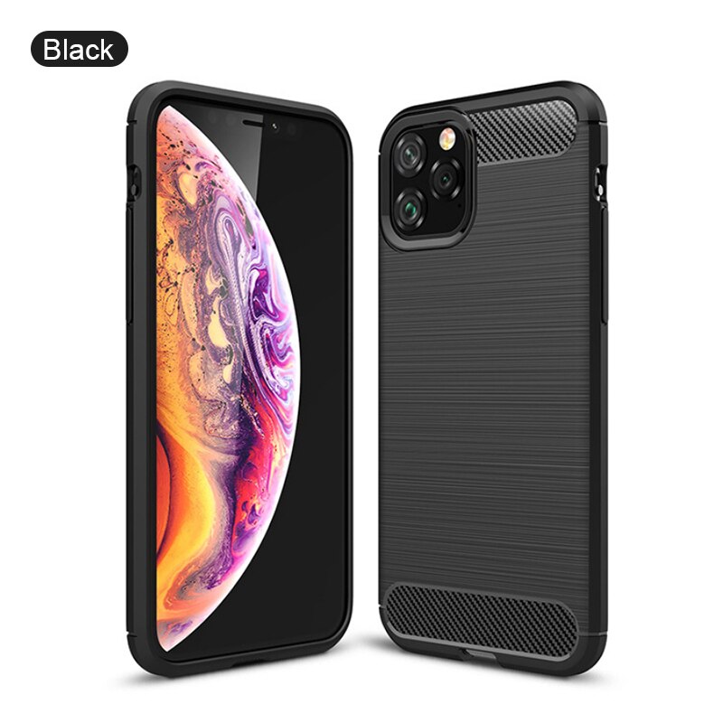 Suitable for iphoneSE protective cover mobile phone shell apple xs max carbon fiber 11pro mobile phone anti-fall cover: black