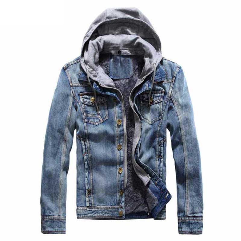 Herr vinter herr jeans jacka tjocka jeansjackor herr luva fleece varm jacka jean för herr