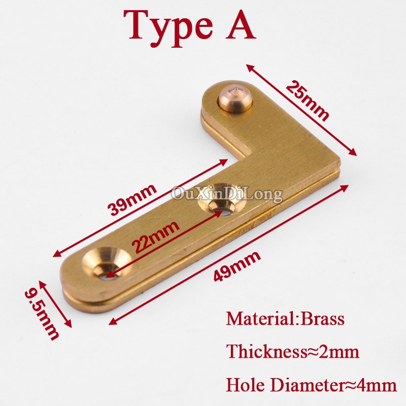 10PCS Pure Brass Invisible Door Pivot Hinges 360 Degree Rotating Inset Hidden Door Hinges Install up and down: Type A