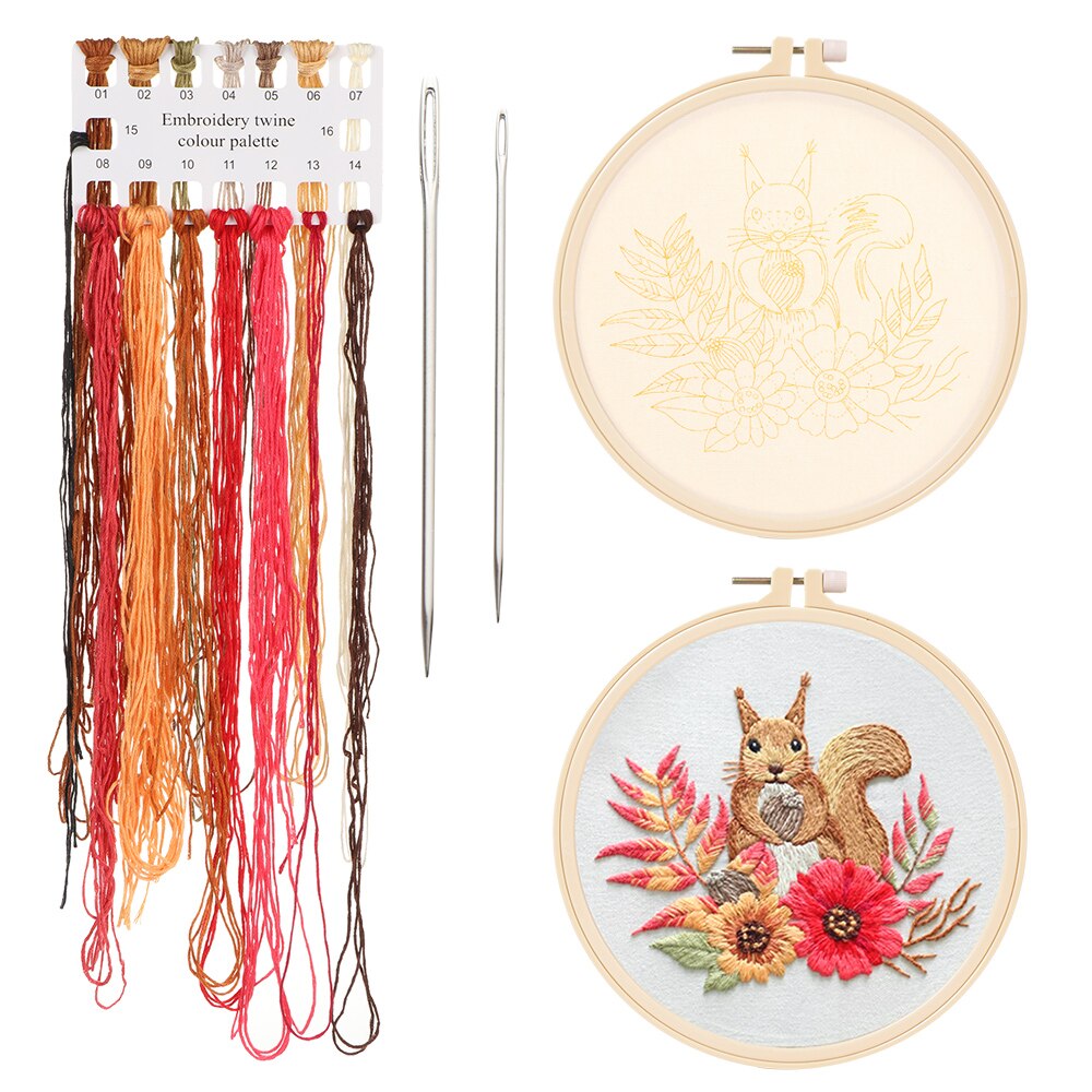 DIY Art Sewing Craft Circle Embroidery Kit Needlework Embroidery Cross Stitch Kits for Beginner Hand-stitched Home Decor
