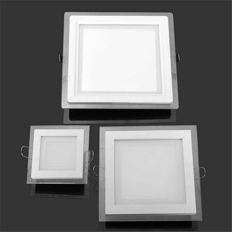 6W 9W 12W 18W 24W LED Panel Downlight Square Glass Cover Lights High Bright Ceiling Recessed Lamps AC85-265 With adapter