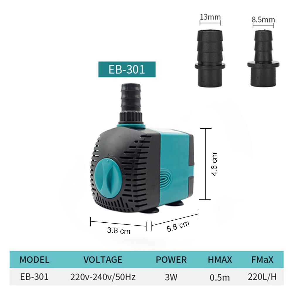 Ultra-Quiet Submersible Water Fountain Pump Filter Fish Pond Aquarium Water Pump Tank Fountain 220V-240V 3W 6W 10W 15W 25W: 3W