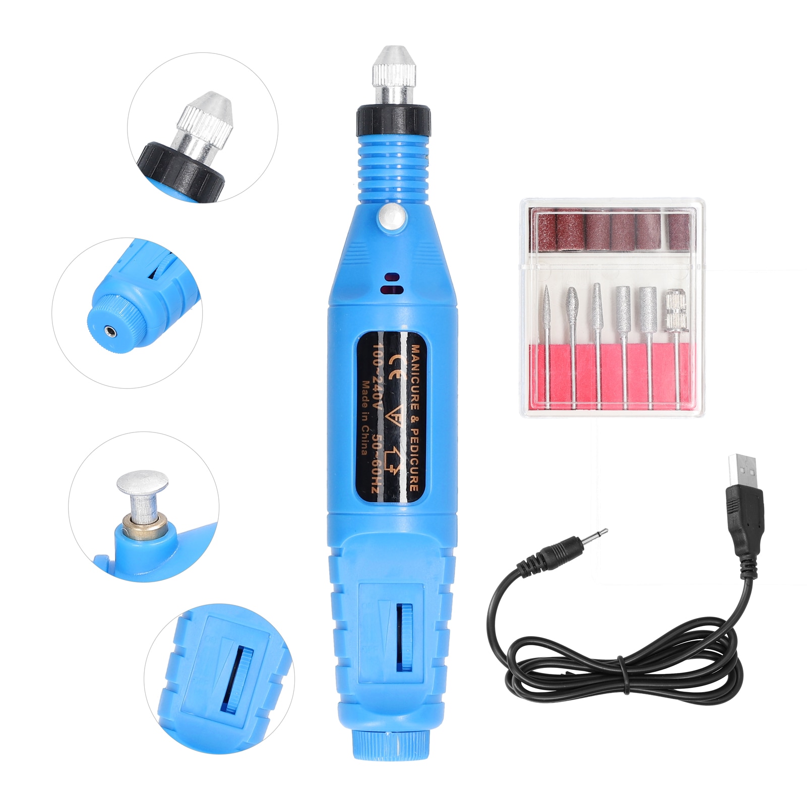 Handheld Mini Electric Grinder Nail Gelatum Removing Tool Polishing Machine Speed Adjustable Grinding Rotary Tool Kit