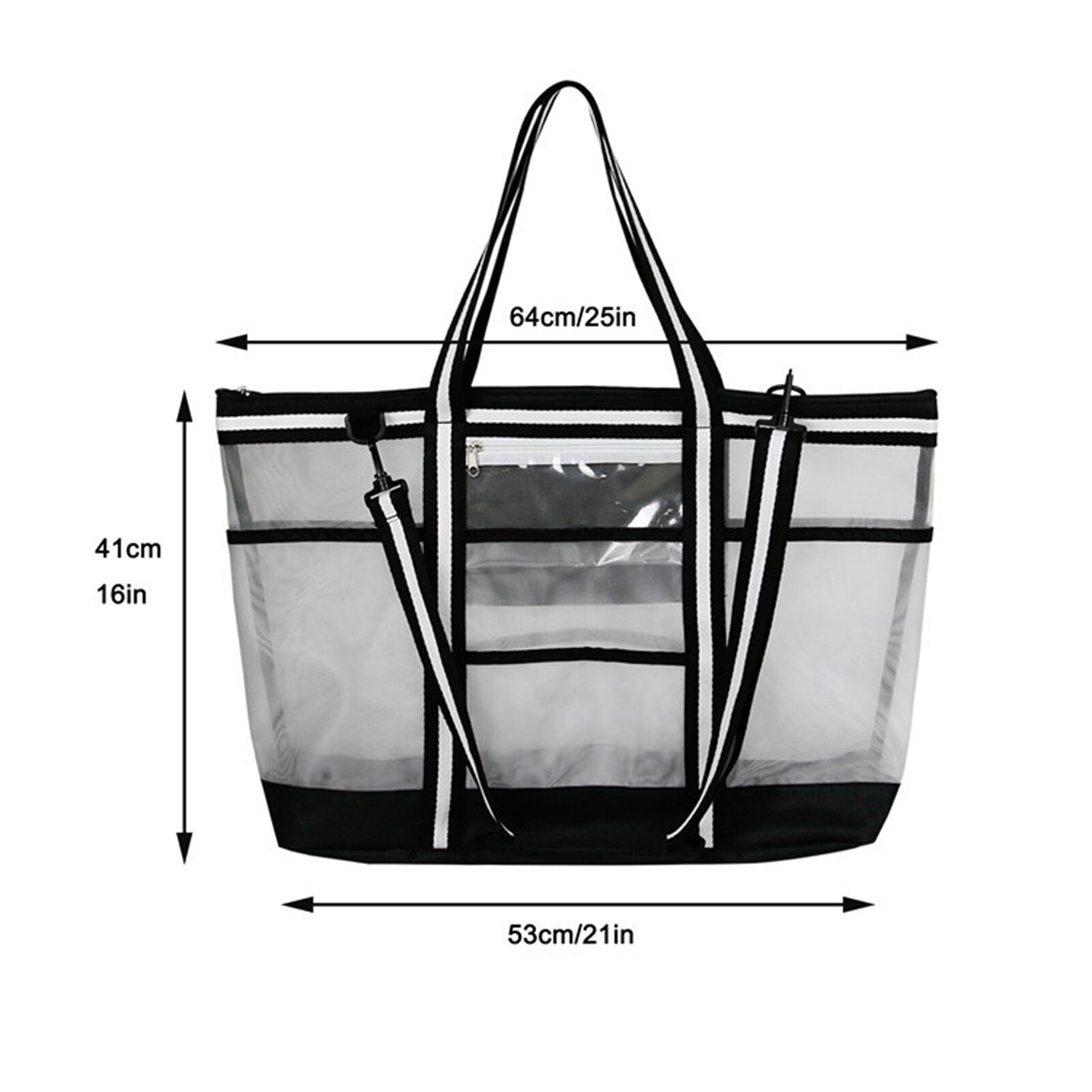 Nylon Mesh Beach Bags Multi-pocket Swimming Sport Tote Picnic Bag Outdoor Beach Foldable Seashell Bag Sundries Organizer