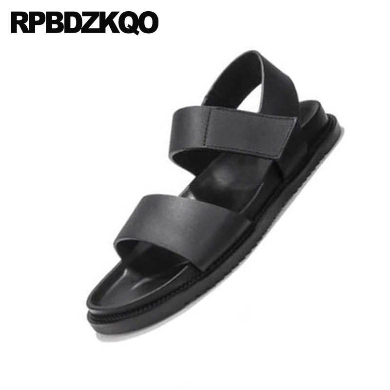 Men Gladiator Sandals Summer Water Native Roman Outdoor Flat Leather Strap White Black Casual Soft Shoes