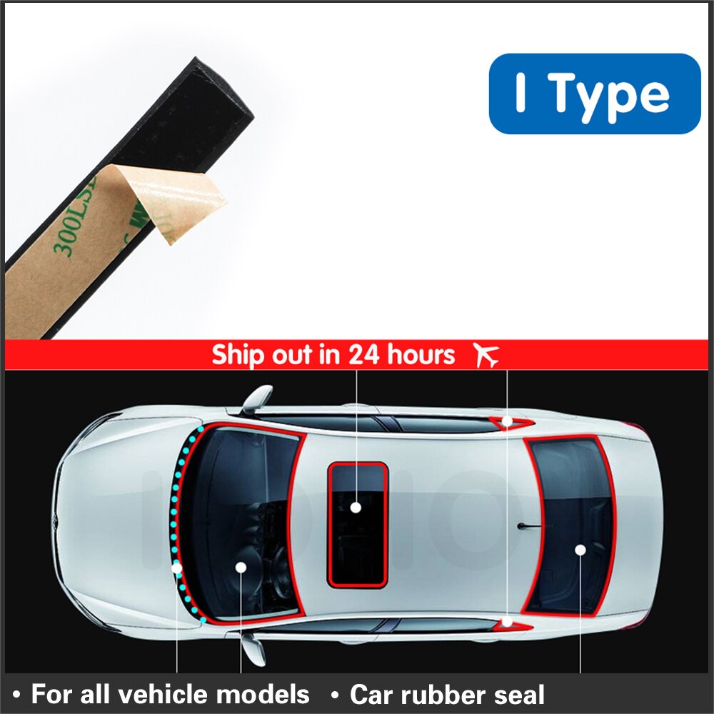 Car sunroof windshield seal strip Car door sealing strip soundproof rainproof front and rear roof water-proof rubber strip