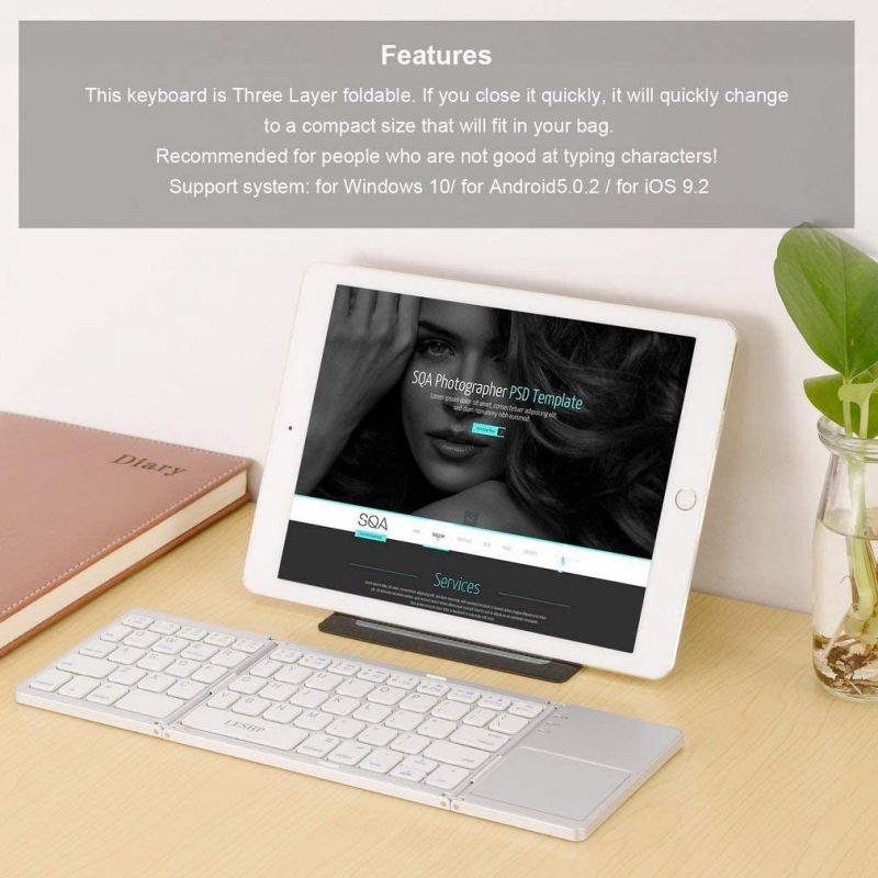 Draagbare Driemaal Vouwen Bluetooth Toetsenbord Draadloze Opvouwbare Touchpad Toetsenbord Voor Ios/Android/Windows Ipad Tablet