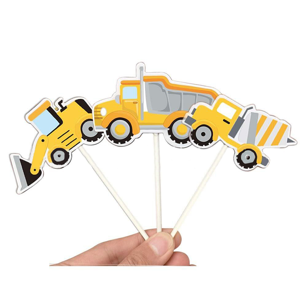 7 stks Bouw Cupcake Topper Pick Dump Truck Graafmachine Tractor Party Cake Toppers voor Kinderen Verjaardag Baby Shower Party Decor