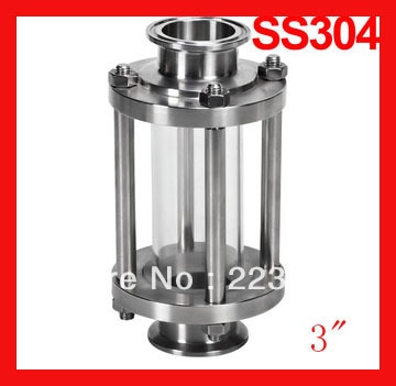 3 "Sanitaire klem kijkglas, rvs straight kijkglas, tri-clamp end flow tube